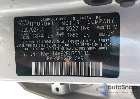 2014 Hyundai Accent Gls from USA, damaged, VIN KMHCT4AE2EU758181